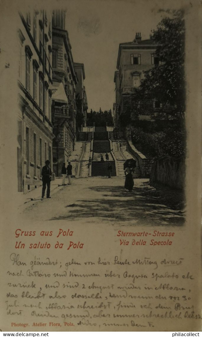 Croatia // Pola - Pula // Gruss Aus Sternwarte Strasse 1900 Rare - Kroatië