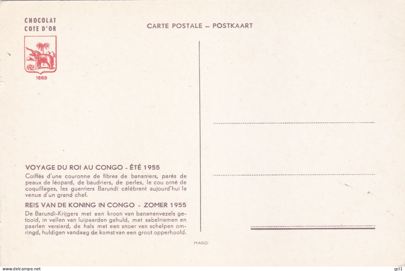 Reis Van De Koning In Congo -Zomer 1955 - 15 Stuks Van Cote D' Or Chocolade - Sammlungen & Sammellose