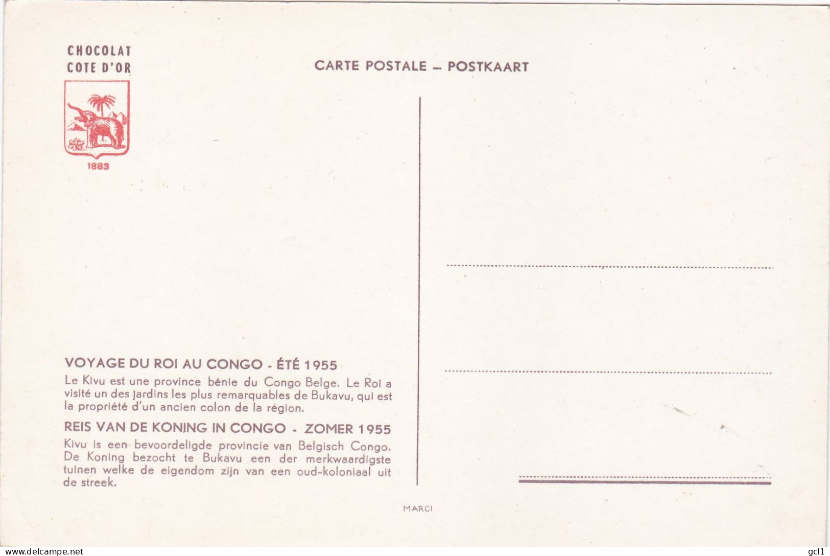 Reis van de koning in Congo -Zomer 1955 - 15 stuks van Cote D' or Chocolade