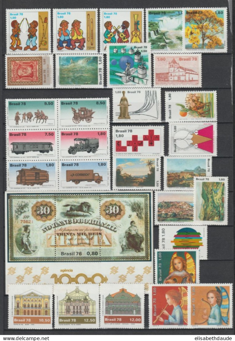 BRESIL - 1976/1978 - COLLECTION ** MNH - COTE YVERT = 114 EUR. - 4 PAGES - Colecciones & Series