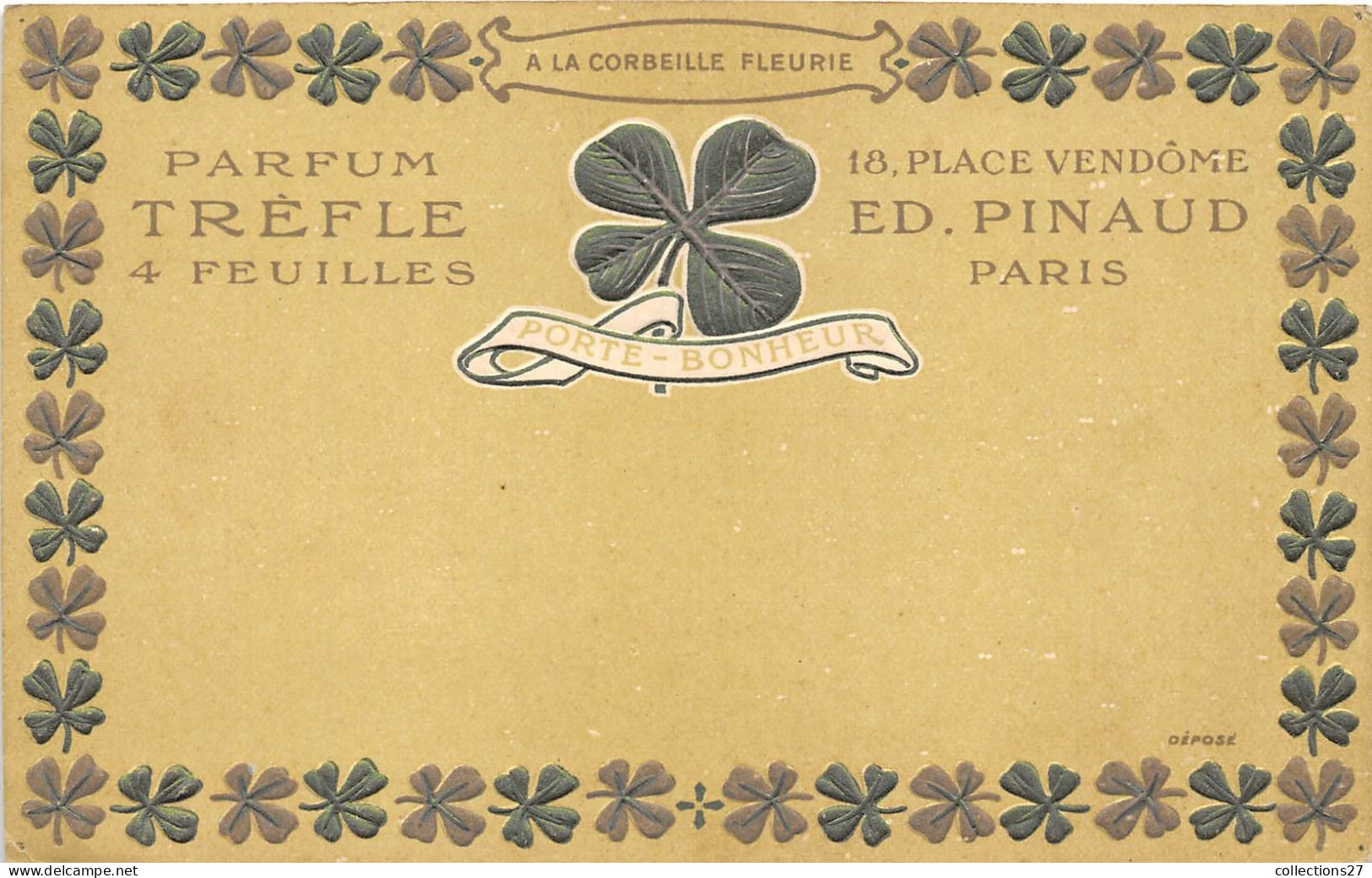 PARIS-75001- A MA CORBEILLE FLEURIE PARFUM TREFLE 4 FEUILLES- 18 PLACE VENDÔME ED . PINAUD - Arrondissement: 01