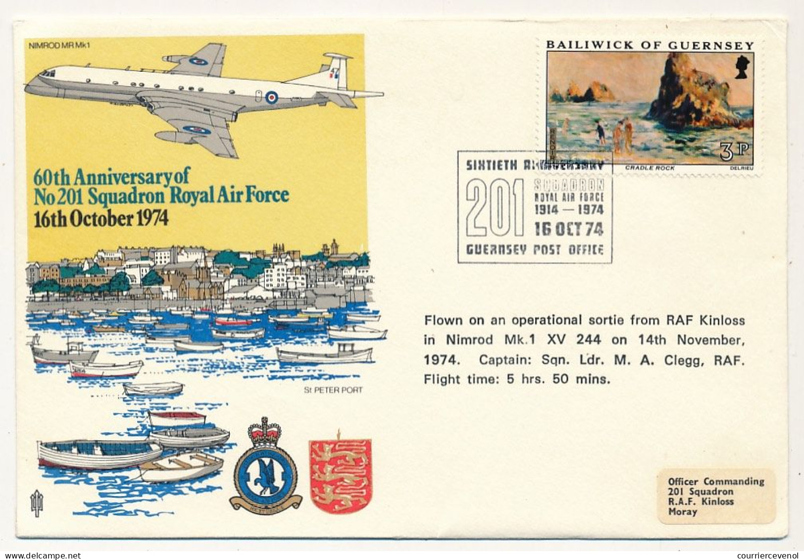 GUERNESEY - Env. 60eme Anniversaire 201° Squadron Royal Air Force - 16 Octobre 1974 - Guernsey