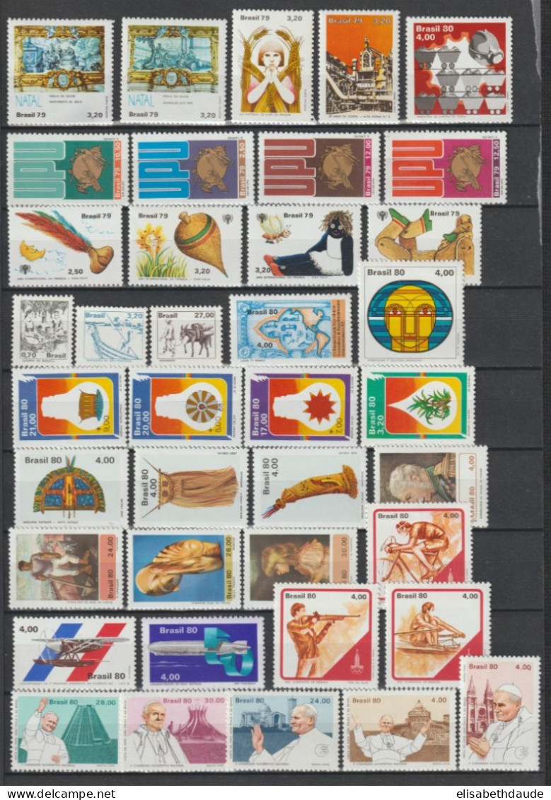 BRESIL - 1979/1980 - COLLECTION PRESQUE COMPLETE ! ** MNH - COTE YVERT = 118.2 EUR. - 3 PAGES - Collections, Lots & Series