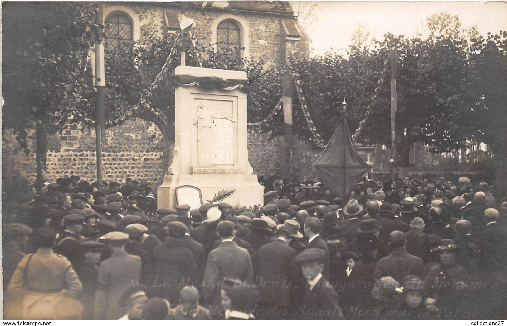 78-LE-MESNIL-SAINT-DENIS- CARTE-PHOTO- INAUGURATION DU MONUMENT AUX MORTS DES SOLDATS MORTS POUR LA PATRIE - Le Mesnil Saint Denis