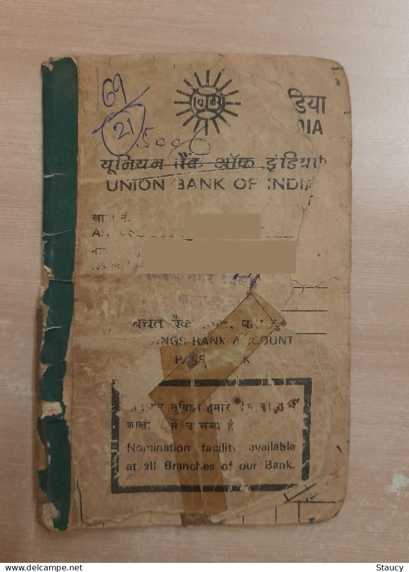India Non-existing / CLOSED Bank - UNION BANK Of INDIA's "SAVINGS BANK - VINTAGE PASSBOOK" (COMPLETE) , As Per Scan - Bank & Versicherung