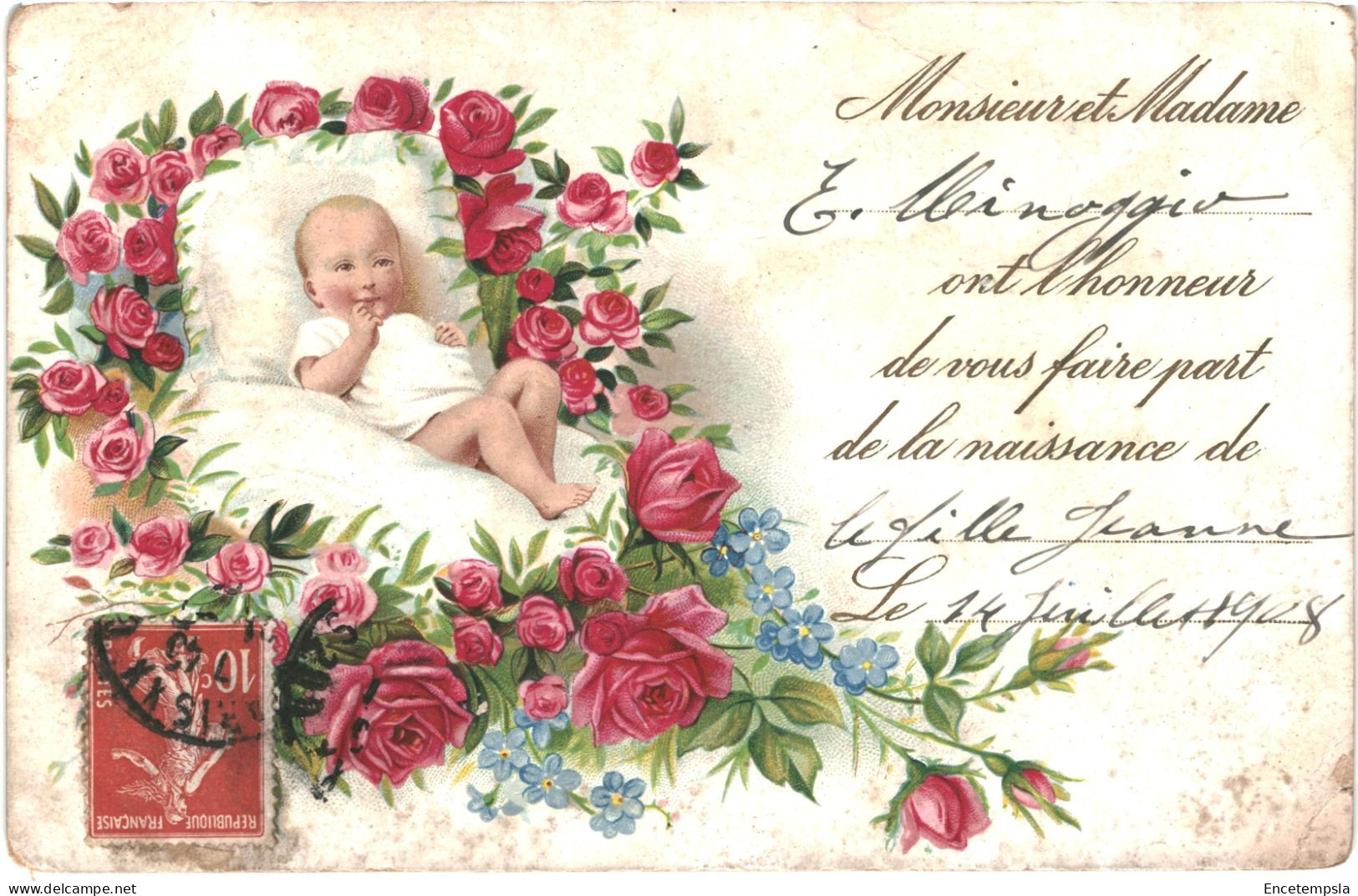 CPA Carte Postale France Faire Part De Naissance 1908  VM67046 - Naissance