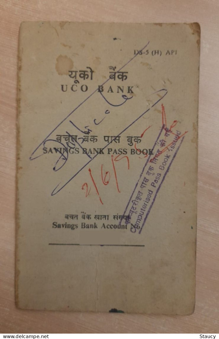 India Non-existing / CLOSED Bank - UCO / UNITED COMMERCIAL BANK's "SAVINGS BANK - VINTAGE PASSBOOK" (COMPLETE), Per Scan - Bank & Insurance