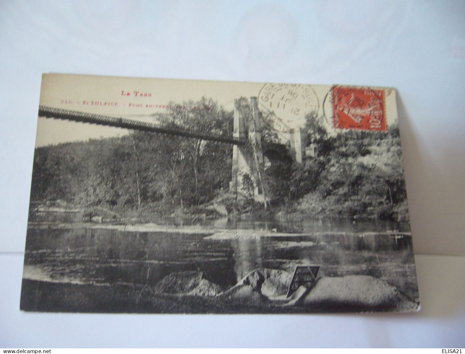 LE TARN ST SULPICE  81 TARN  PONT SUSPENDU CPA 1908 - Saint Sulpice