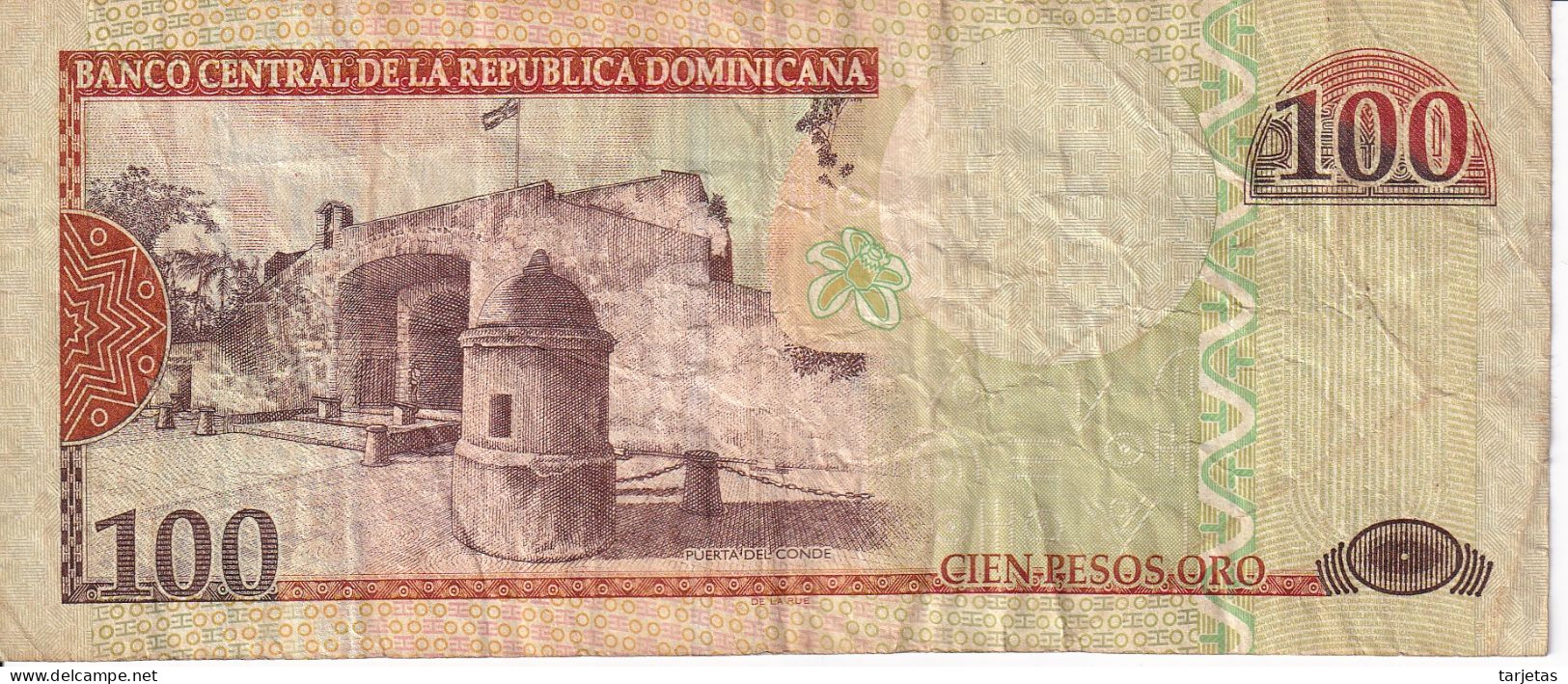 ¡CAPICUA! BILLETE DE REP. DOMINICANA DE 100 PESOS ORO DEL AÑO 2006 Nº 8941498 (BANKNOTE) - Dominicana