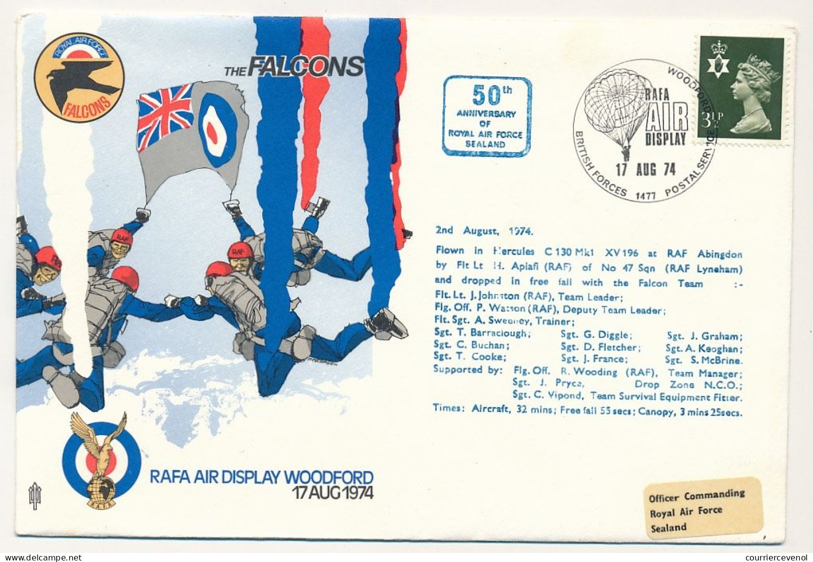 GRANDE BRETAGNE - Env. 50eme Anniversaire Royal Air Force - British Forces Postal Service - 17 Août 1974 - Briefe U. Dokumente