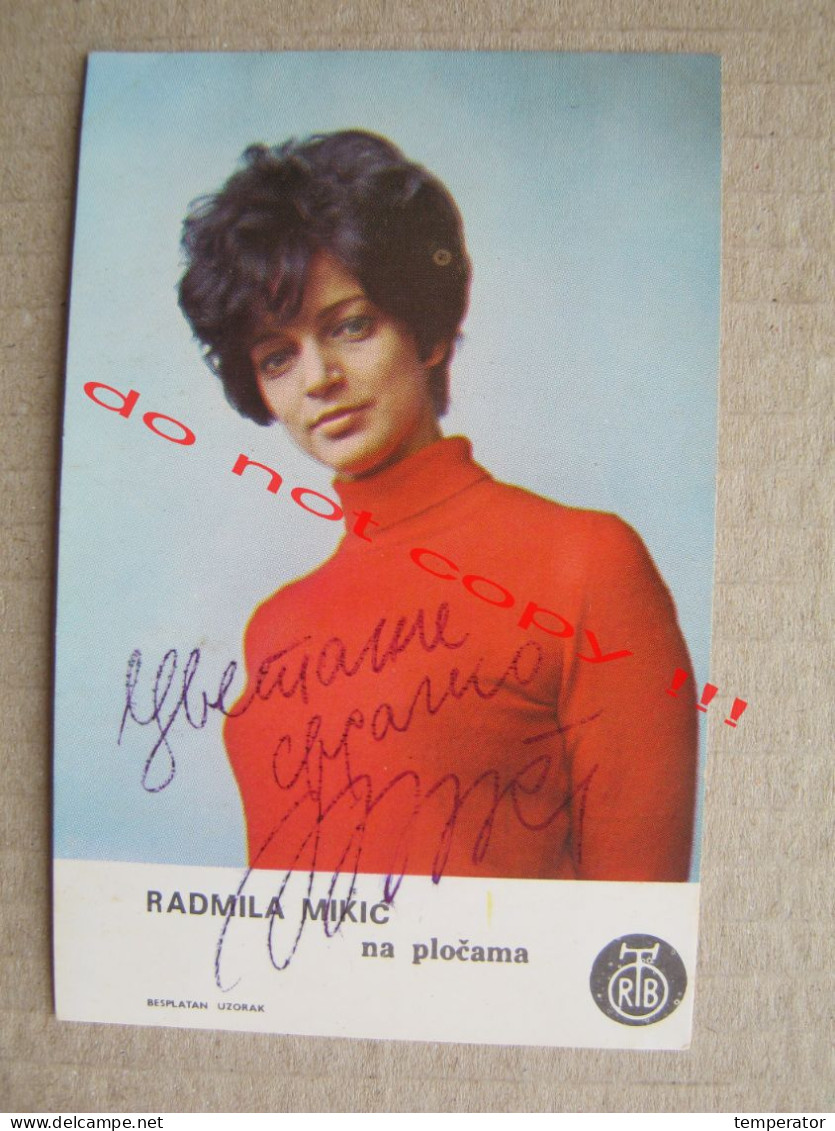 Radmila Mikić ( RTB ) - Promo Card With Original Autograph, Signature - Autogramme