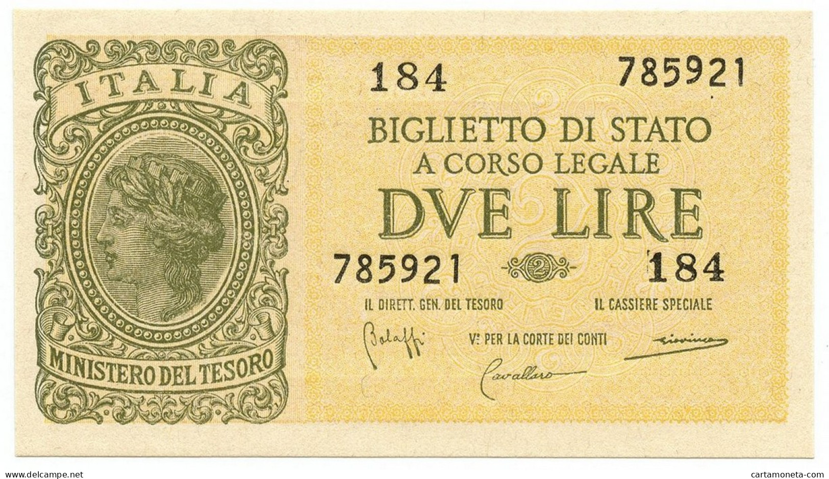 2 LIRE BIGLIETTO DI STATO LUOGOTENENZA UMBERTO BOLAFFI 23/11/1944 FDS - Sonstige