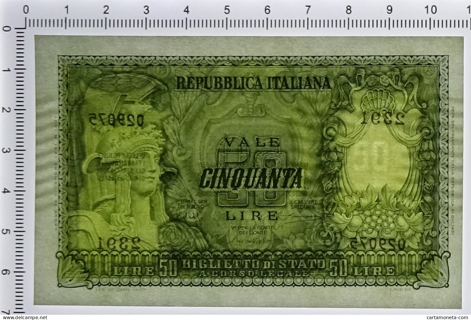 50 LIRE BIGLIETTO DI STATO ITALIA ELMATA BOLAFFI 31/12/1951 FDS - Autres & Non Classés