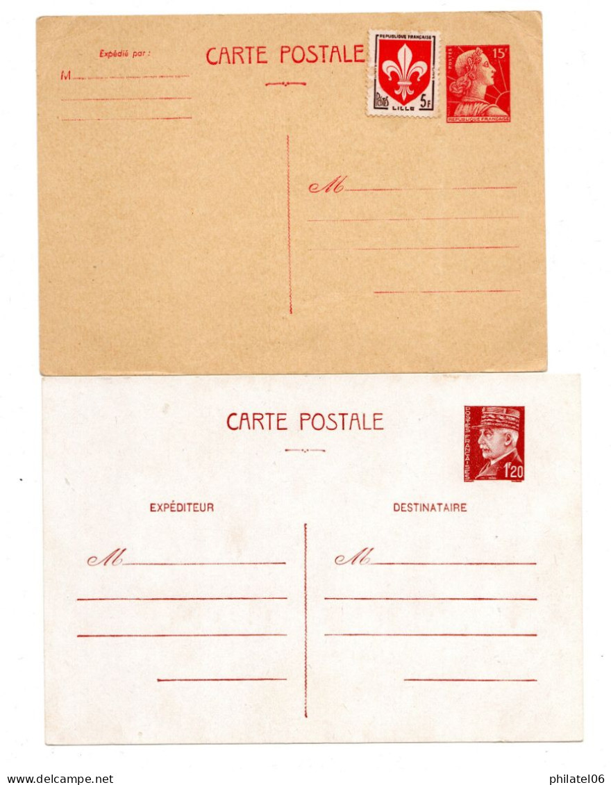 FRANCE  6 Entiers Postaux. L'entier Pétain  "correspondance Commerciale" Cote à Lui Seul 45 Euros. - Konvolute: Ganzsachen & PAP