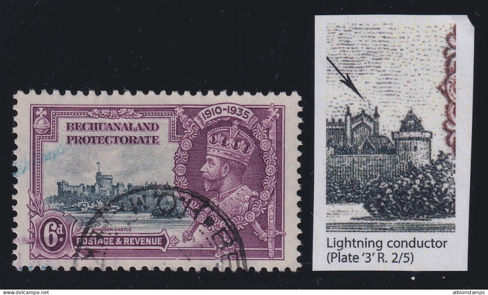Bechuanaland Protectorate, SG 114c, Used "Lightning Conductor" Variety - 1885-1964 Protectorat Du Bechuanaland