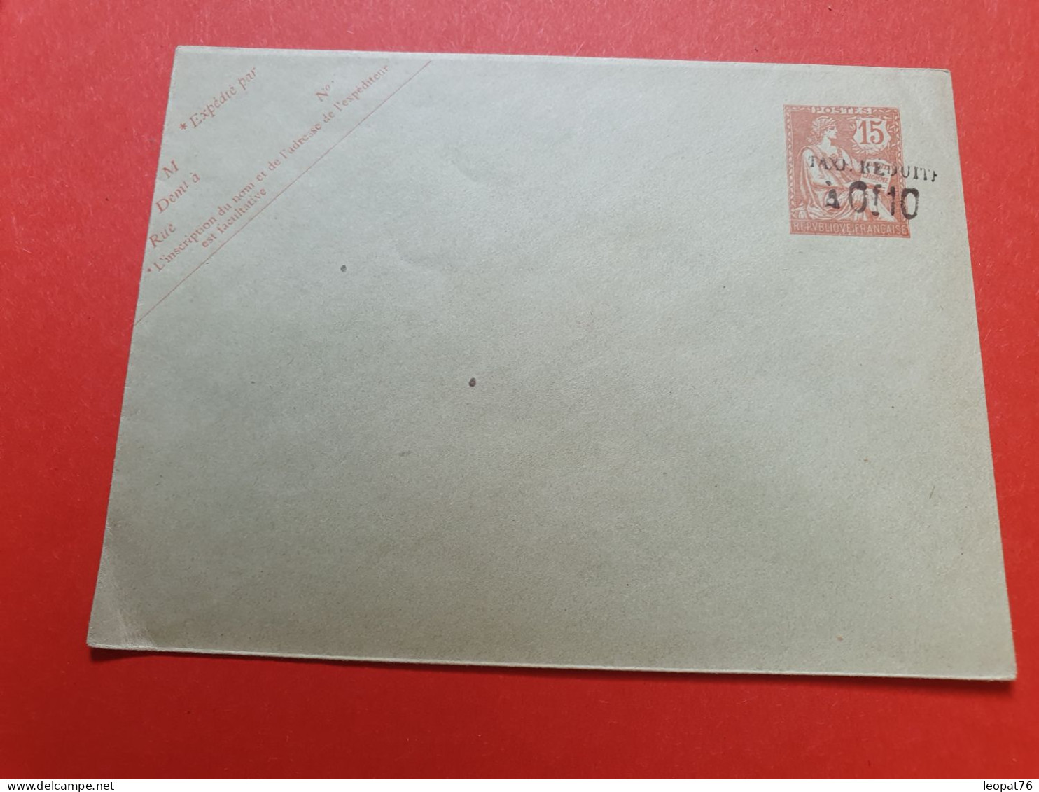 Entier Postal Type Mouchon 15ct Surchargé Taxe Réduite à 0f10, Non Utilisé - Réf 329 - Standard Covers & Stamped On Demand (before 1995)