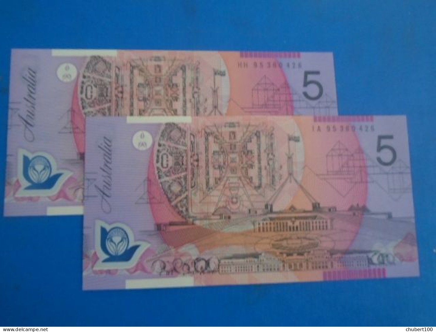 AUSTRALIA, P 51b , 5 Dollars , 1995 , UNC , VERY RARE ERROR, 2 Notes With The Same Number - 1992-2001 (billetes De Polímero)