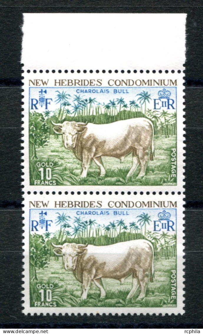 RC 25086 Nelle HEBRIDES COTE 80€ N° 409 - 10f TAUREAU CHAROLAIS LEGENDE ANGLAISE EN PAIRE NEUF ** MNH TB - Ongebruikt