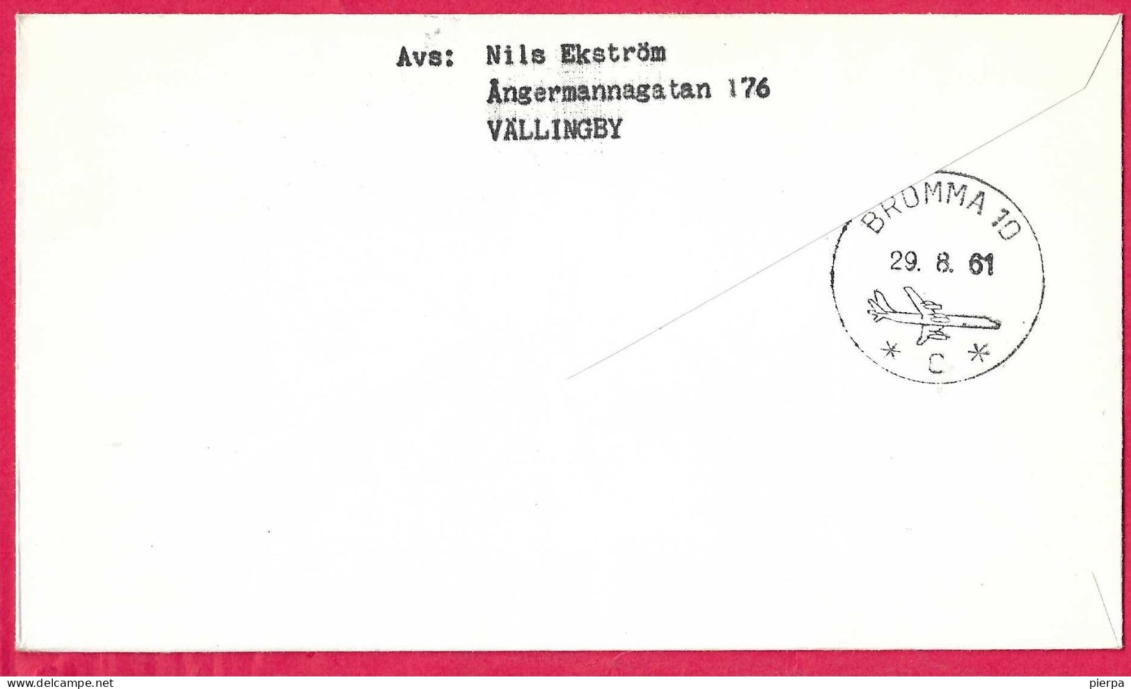 SVERIGE - FIRST FLIGHT FROM SKOVDE TO STOCKHOLM * 27.8.61* ON COVER - Brieven En Documenten