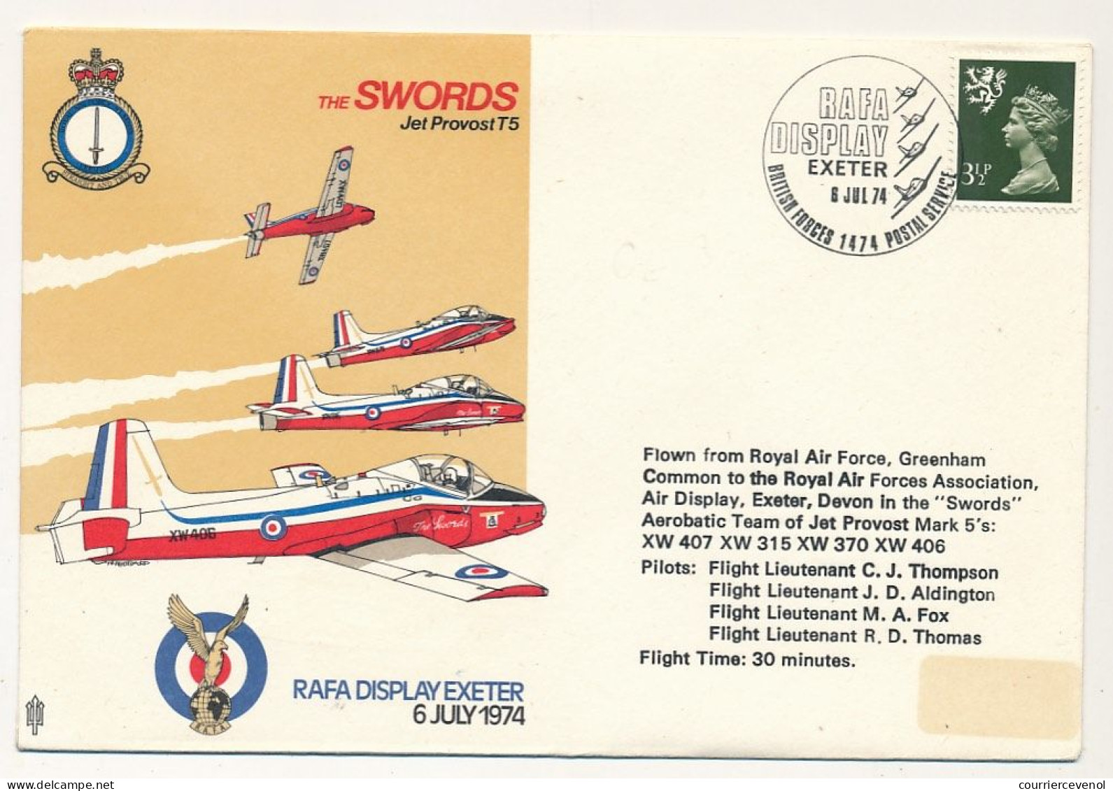 GRANDE BRETAGNE - Env. RAFA Display Exeter - 6 Juillet 1974 - British Forces Postal Service - Lettres & Documents