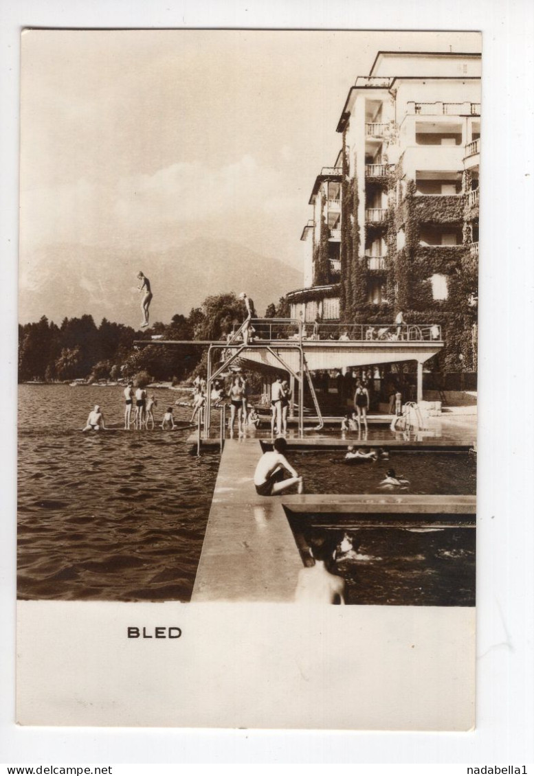 1961. YUGOSLAVIA,SLOVENIA,BLED LAKE,BEACH,POSTCARD,USED - Yougoslavie