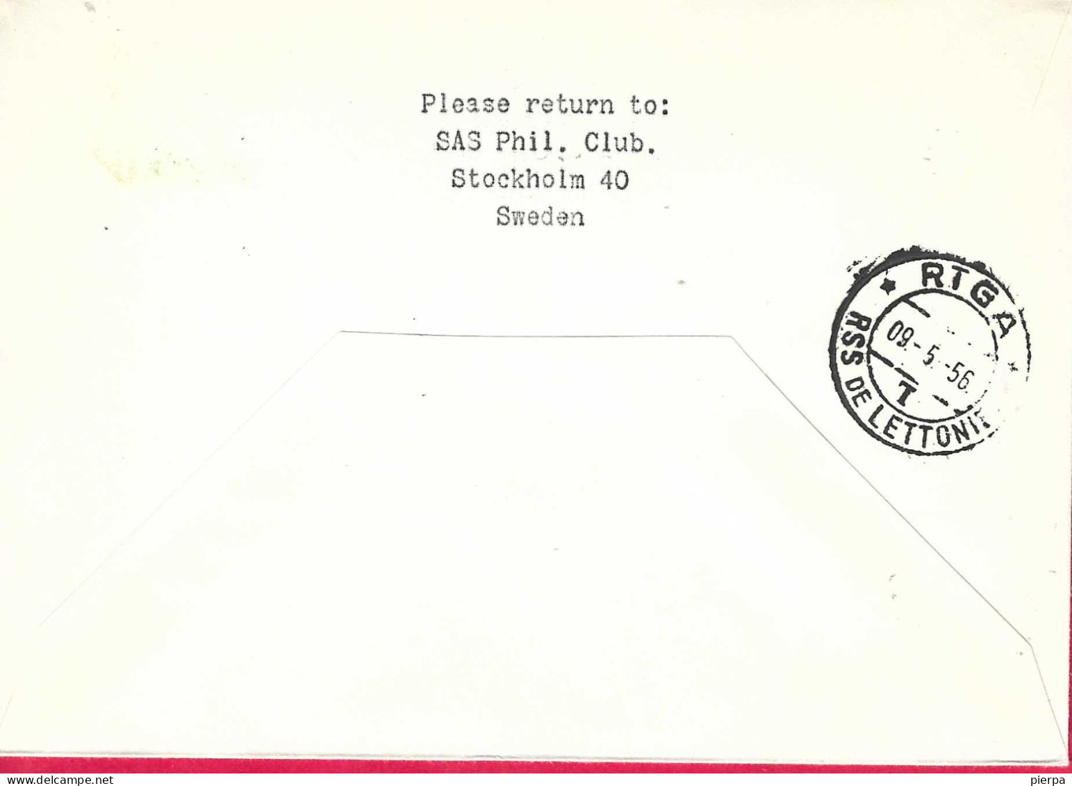 SVERIGE - FIRST S.A.S. FLIGHT FROM STOCKHOLM TO RIGA *9.9.56* ON OFFICIAL ENVELOPE - Brieven En Documenten