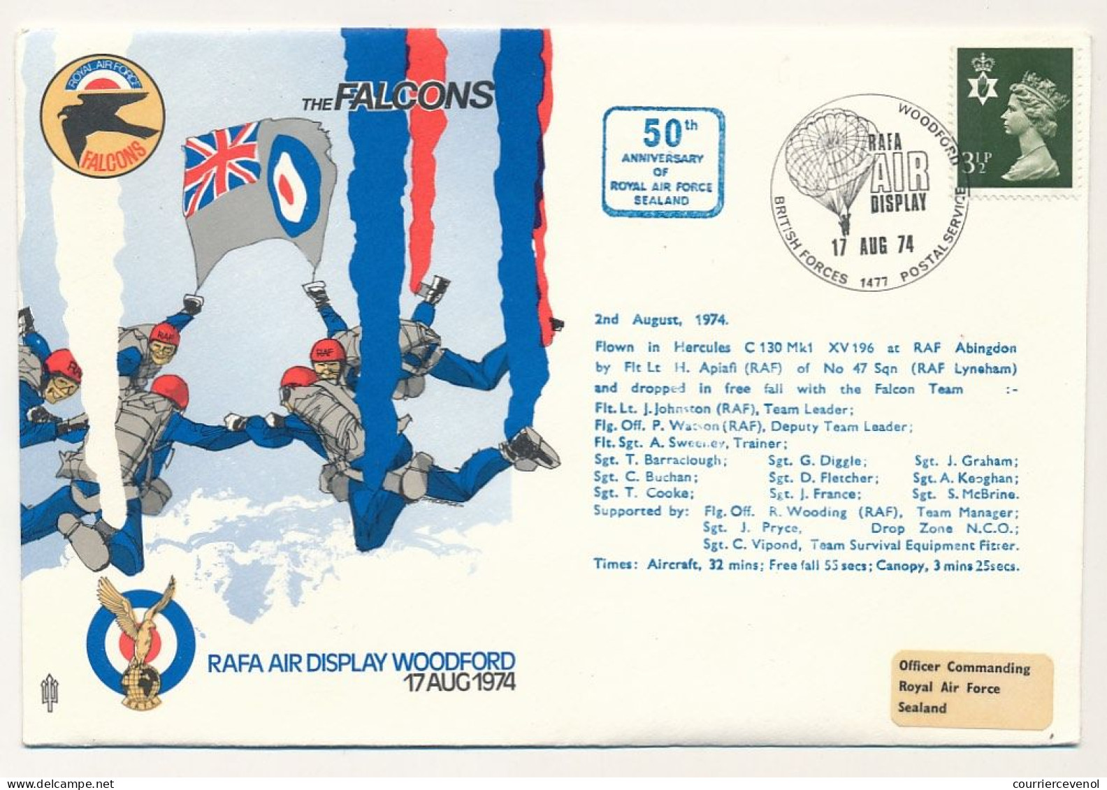 GRANDE BRETAGNE - Env. RAFA Air Display Woodford - British Forces Postal Service - 17 Août 1974 - Lettres & Documents