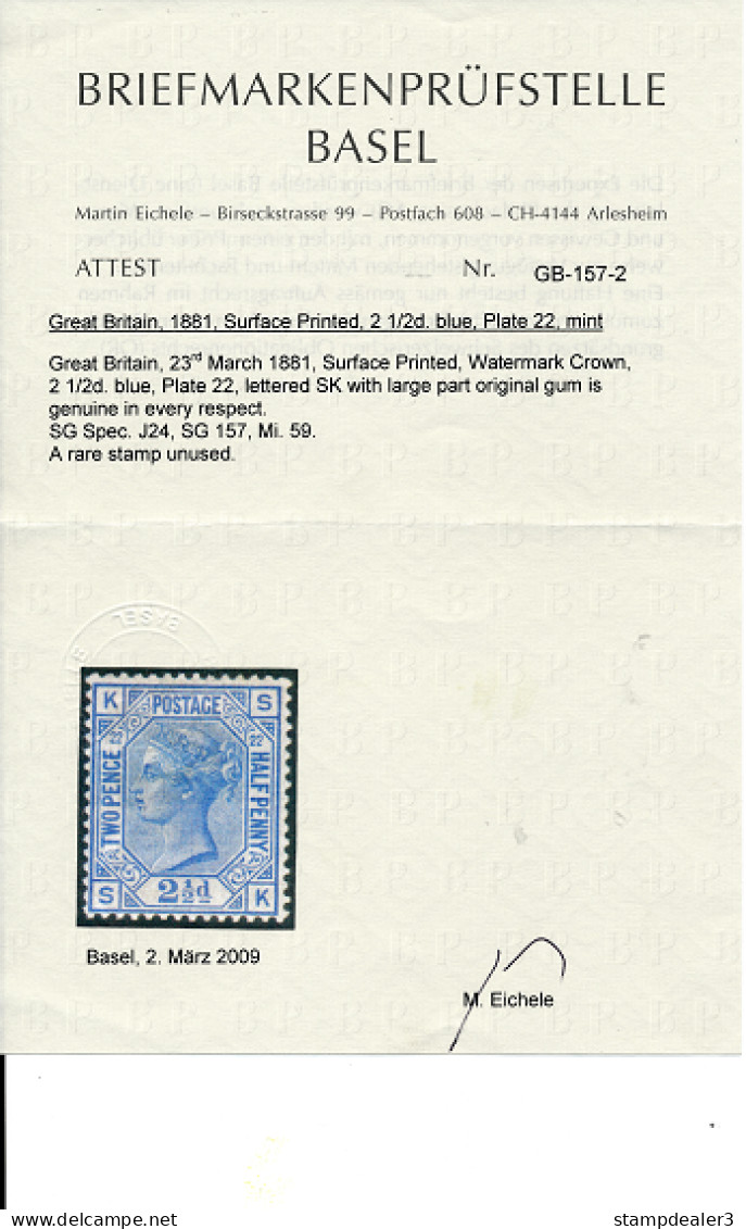 GB SG 157 Unused Mit Attest - Unclassified