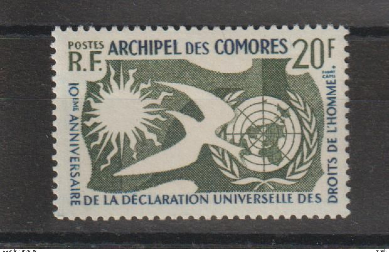 Comores 1958 Droit De L'homme 15,1 Val ** MNH - Unused Stamps