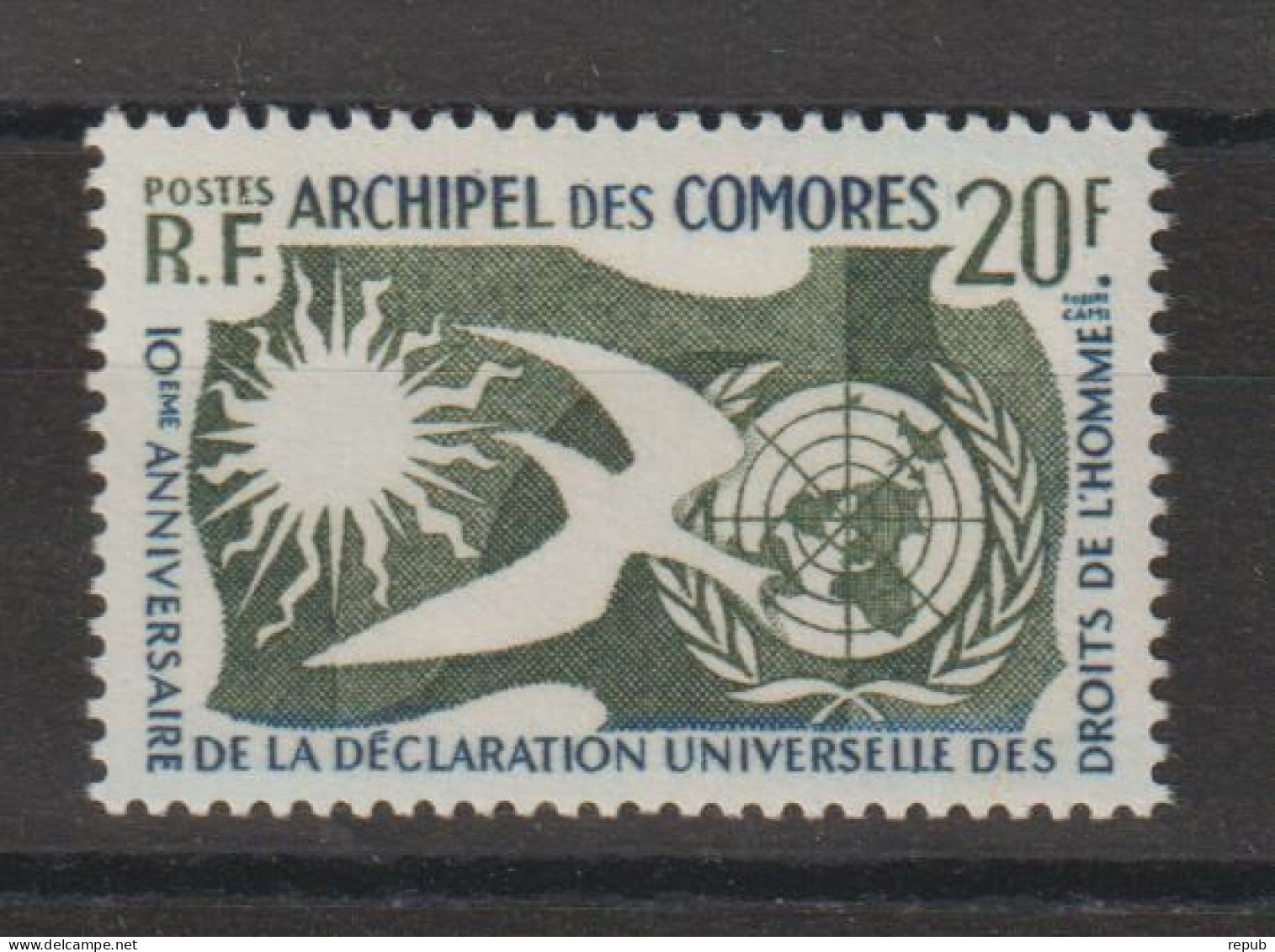 Comores 1958 Droit De L'homme 15,1 Val * Charnière MH - Unused Stamps