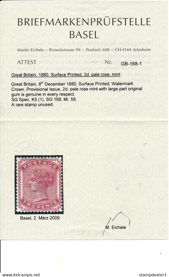 GB SG 168 Unused Mit Attest - Unclassified