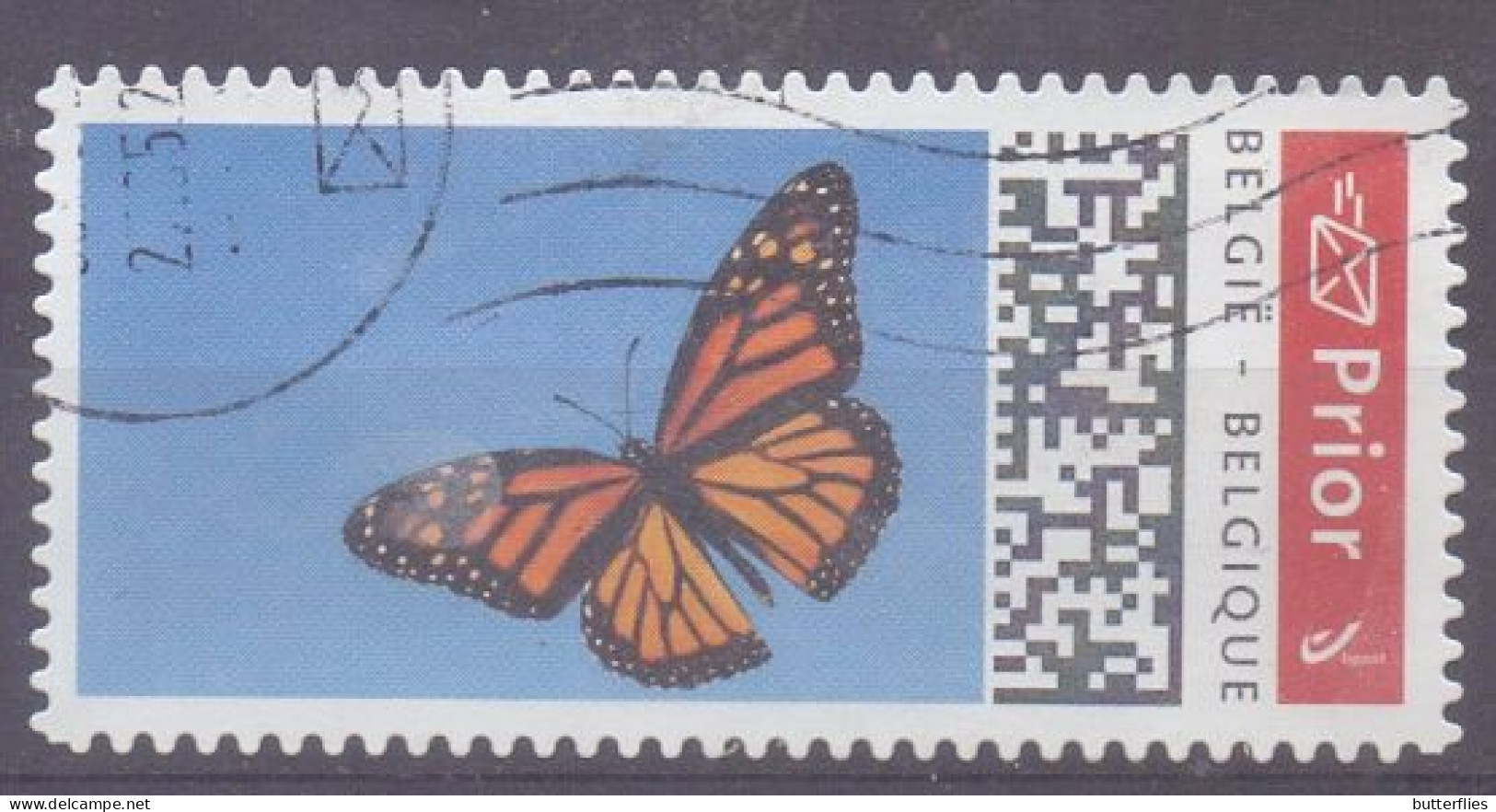 België - Duostamp  - Vlinder - QR Code -  Zonder Papierresten - Used Stamps