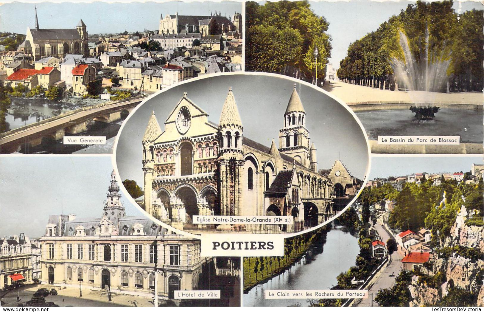 FRANCE - 86 - Poitiers - Vue Générale - L'Hôtel De Ville - Eglise Notre-Dame-la-Grande - Carte Postale Ancienne - Poitiers