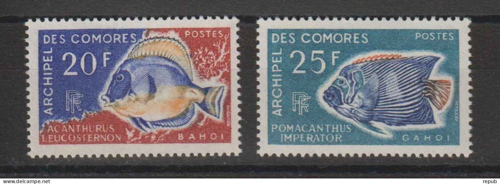 Comores 1968  Poissons 47-48, 2 Val ** MNH - Unused Stamps