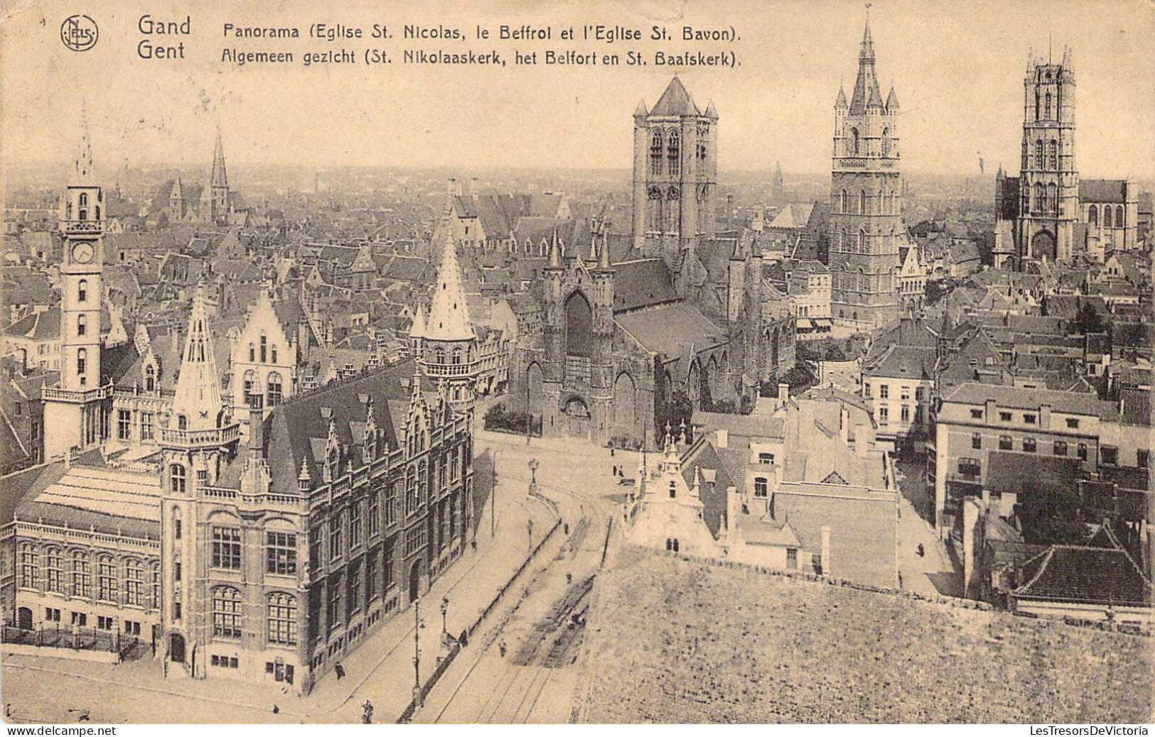 BELGIQUE - GAND - GAND - Panorama Eglise St Nicolas Le Beffroi Et L'église St Bavon - Carte Postale Ancienne - Gent