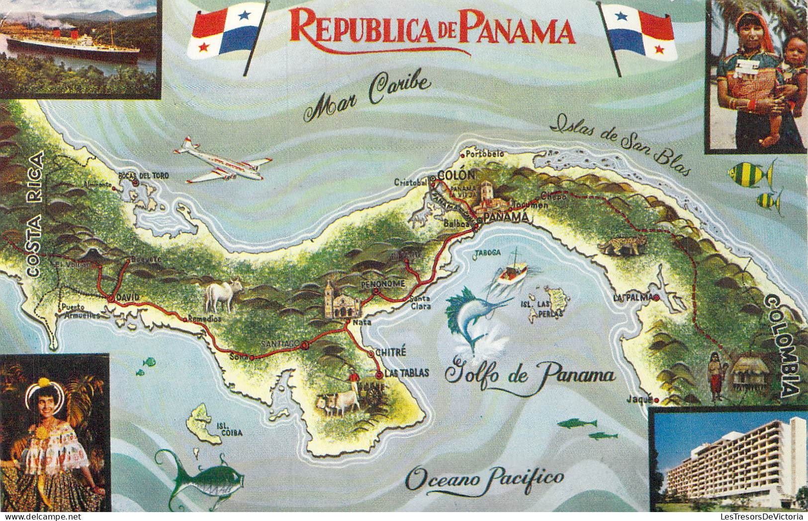 COSTA RICA - Republica De Panama - Oceano Pacifico - Costa Rica - Golfo De Panama - Carte Postale Ancienne - Costa Rica