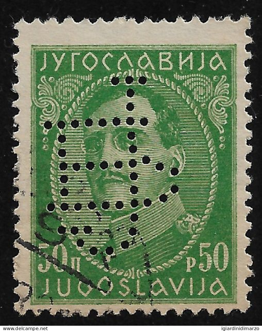 PERFIN JUGOSLAVIA - Valore Da 50 P. Usato - RE ALESSANDRO I° Con Perforazione - In Buone Condizioni. - Perfin