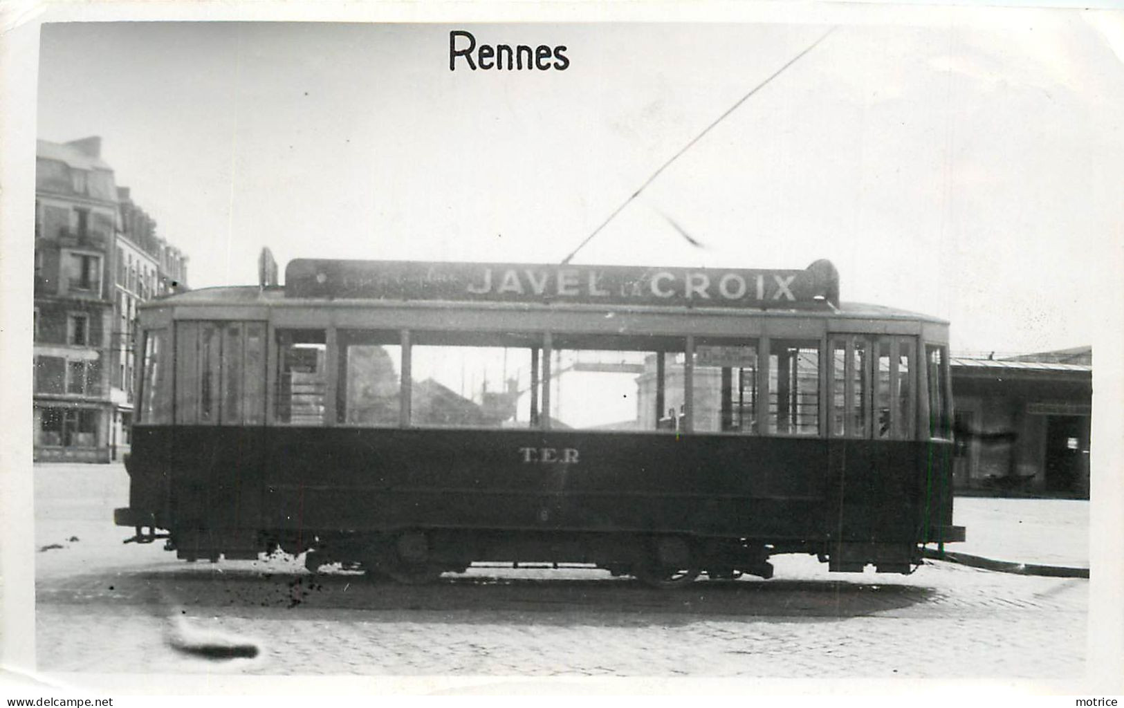 RENNES - Tramway T.E.R. Devant La Gare SNCF, Photo En 1948 Format Carte Ancienne. - Strassenbahnen