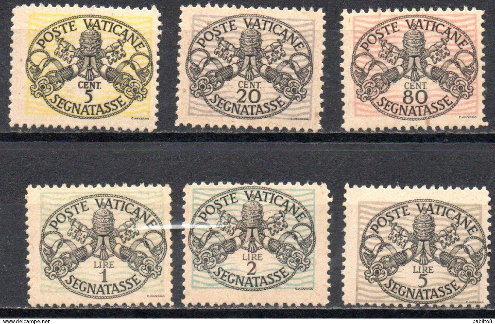 CITTÀ DEL VATICANO VATIKAN VATICAN CITY 1945 TASSE TAXES POSTAGE DUE SEGNATASSE PIO XII SERIE COMPLETA COMPLETE SET MNH - Segnatasse