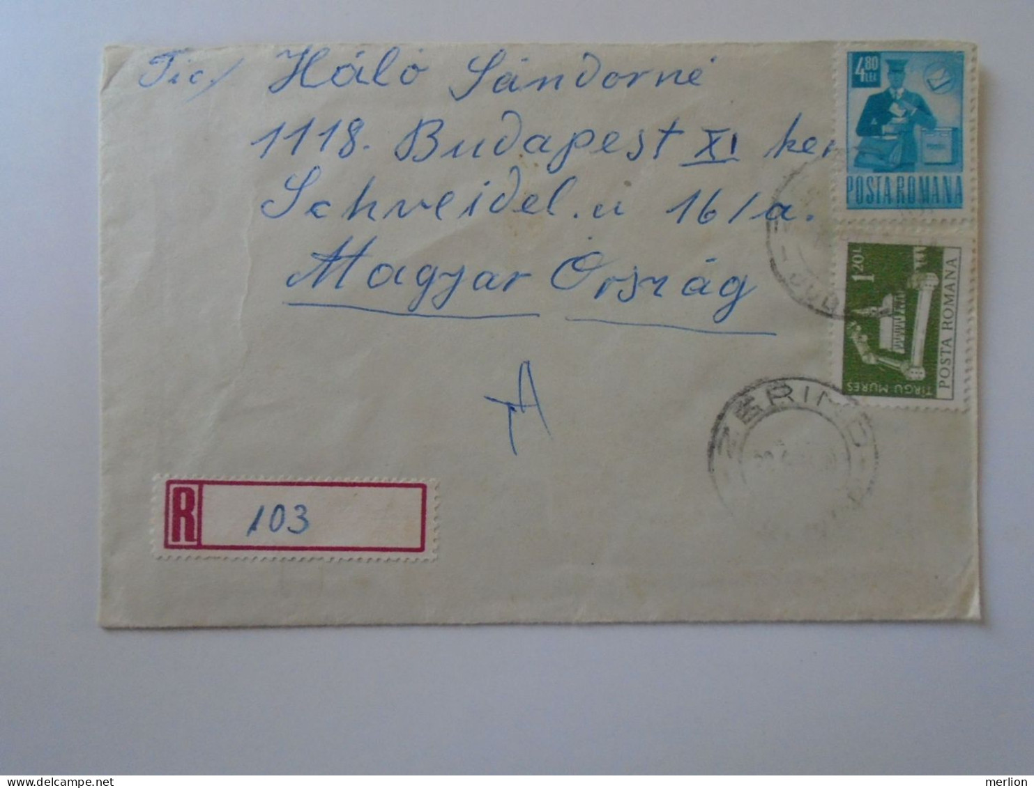 D195055  ROMANIA -Small Registered  Cover  Cancel 1974 ? Zerind Arad - Lettres & Documents
