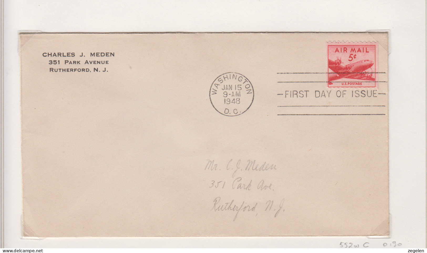 Verenigde Staten FDC Michel-cat. 552 W C - 1941-1950