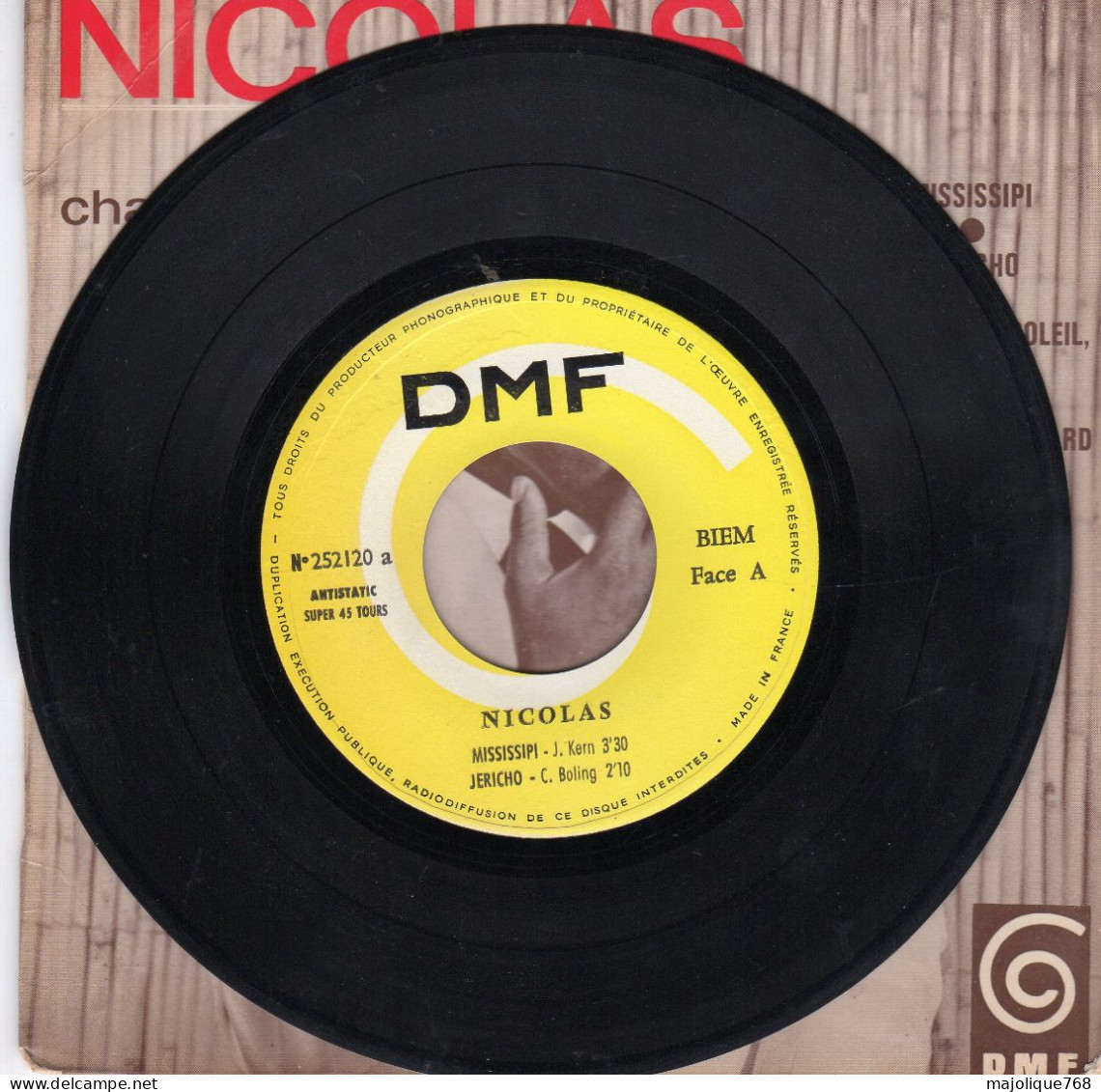 Disque 45T De Nicolas - Mississipi - D. M. F. 252 120 - France 1965 - Soul - R&B