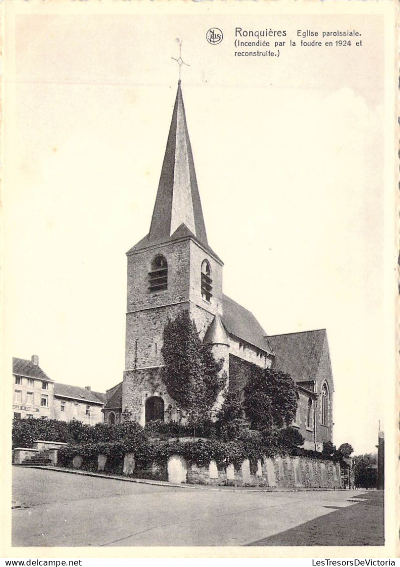 BELGIQUE - RONQUIERES - Eglise Paroissiale Incendiée Par La Foudre En 1924 Et Reconstruite - Carte Postale Ancienne - Sonstige & Ohne Zuordnung