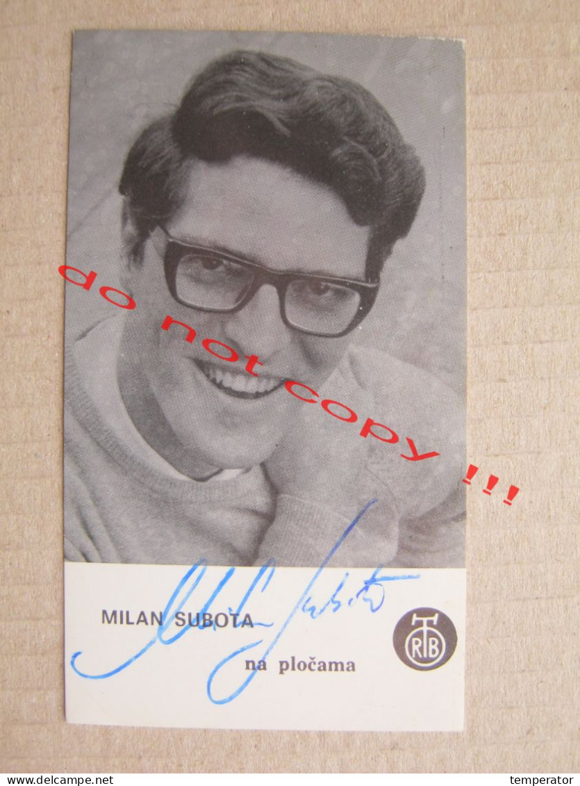 Milan Subota ( RTB ) / Promo Card With Original Autograph, Signature - Autógrafos