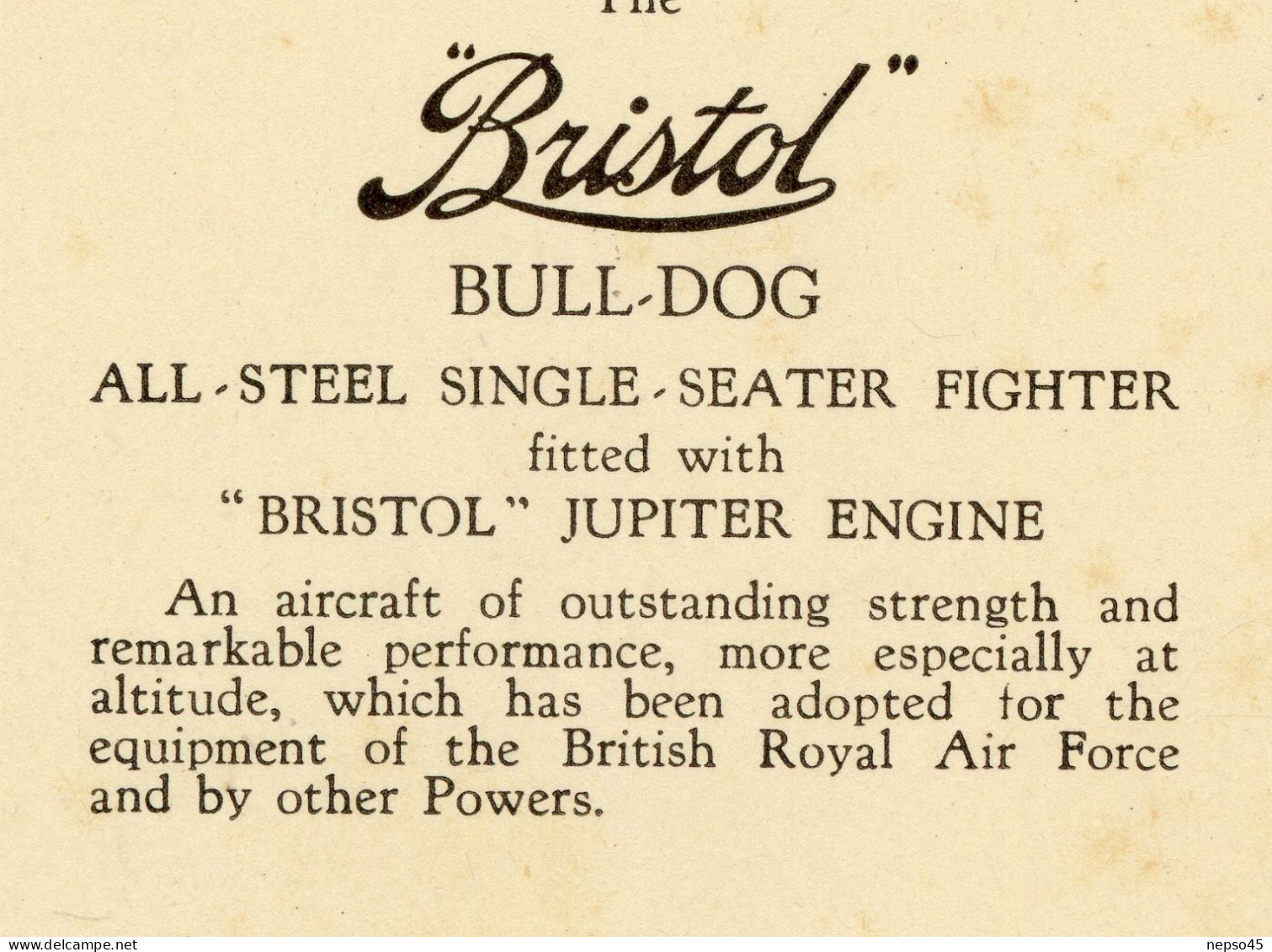 L'avion De Chasse/d'entraînement à Deux Places Bristol Bulldog IIA, également Appelé Bulldog TM.année 1930. - Luftfahrt