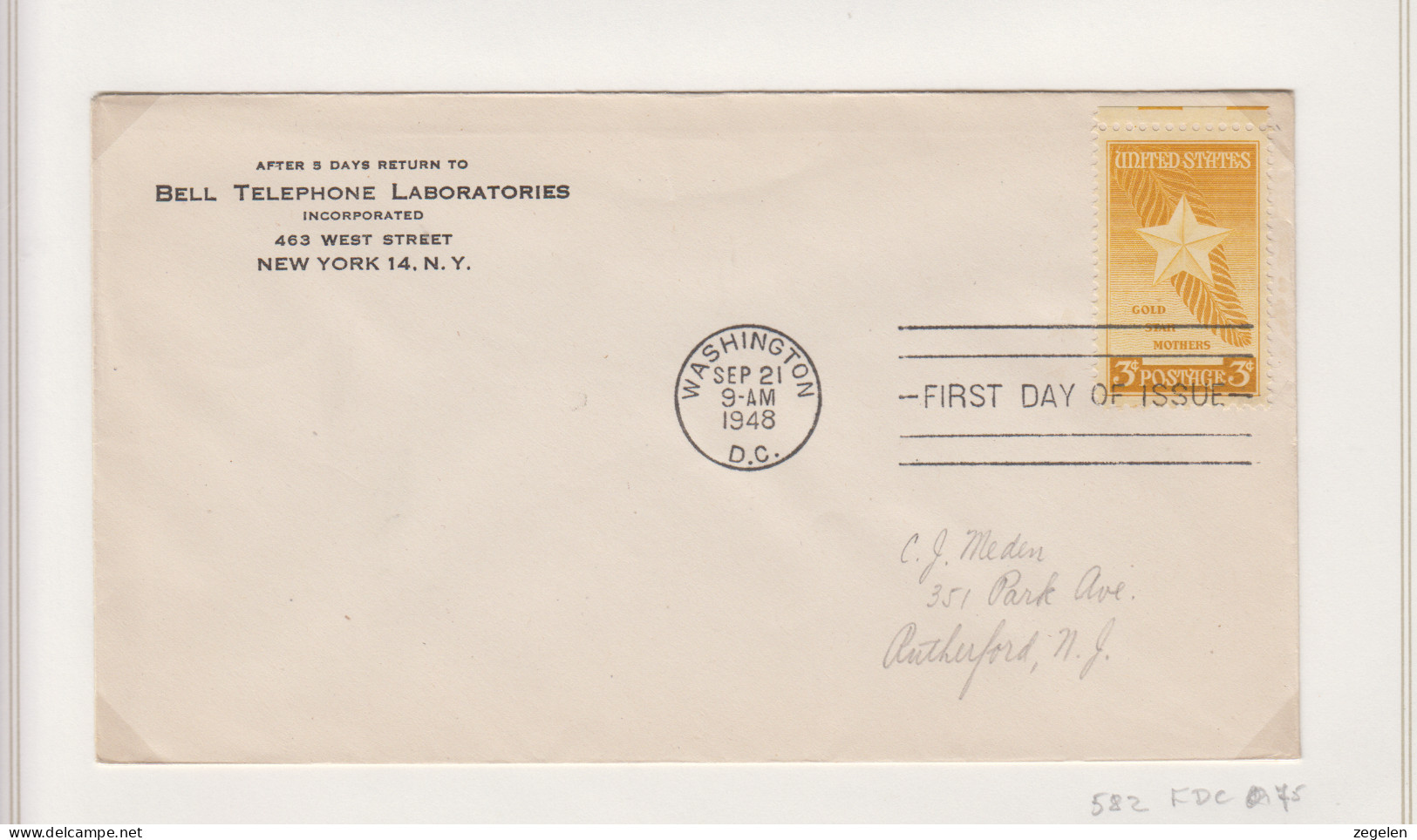 Verenigde Staten FDC Michel-cat. 582 - 1941-1950