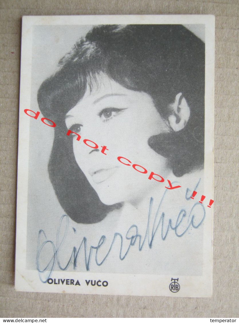 Olivera Vučo ( RTB ) / Promo Card With Original Autograph, Signature - Autógrafos