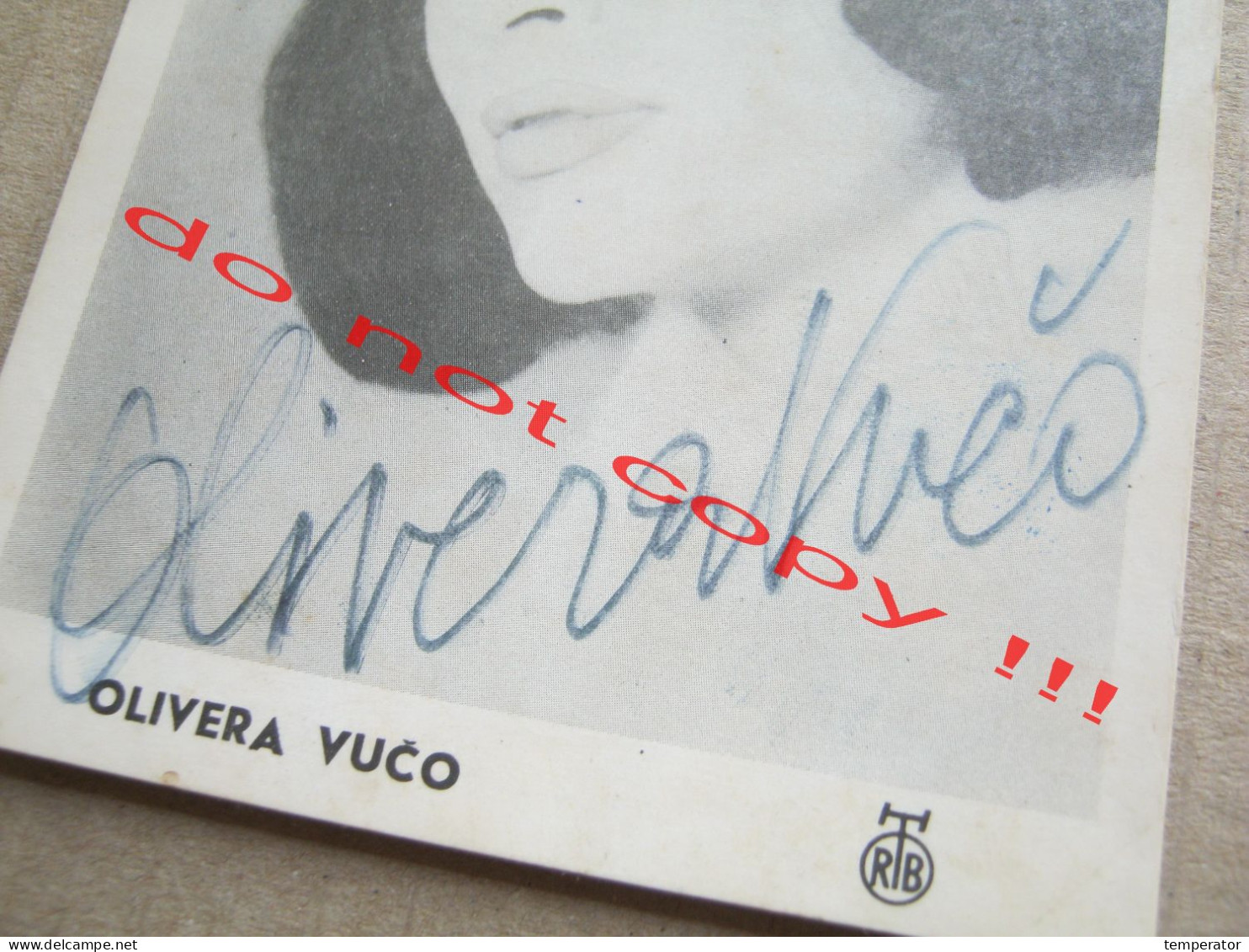 Olivera Vučo ( RTB ) / Promo Card With Original Autograph, Signature - Handtekening