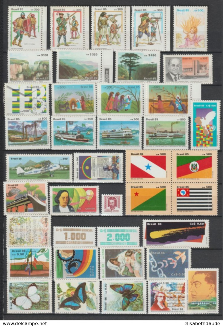 BRESIL - 1985/1986 - COLLECTION 3 PAGES ** MNH - COTE YVERT = 63.3 EUR. - - Collezioni & Lotti