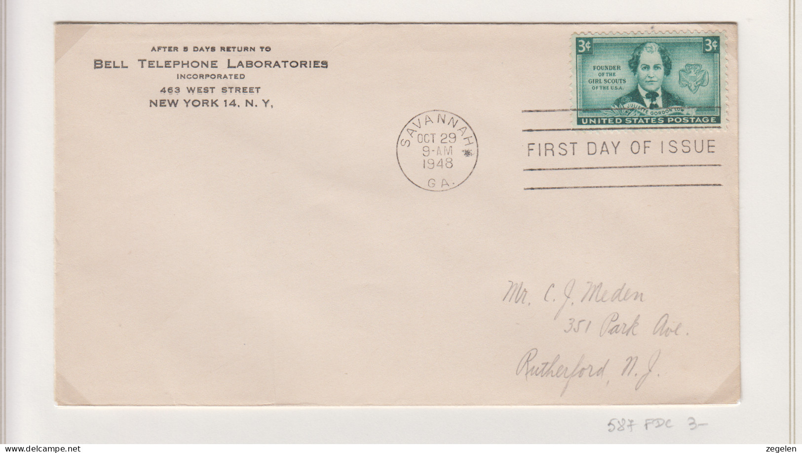 Verenigde Staten FDC Michel-cat. 587 - 1941-1950